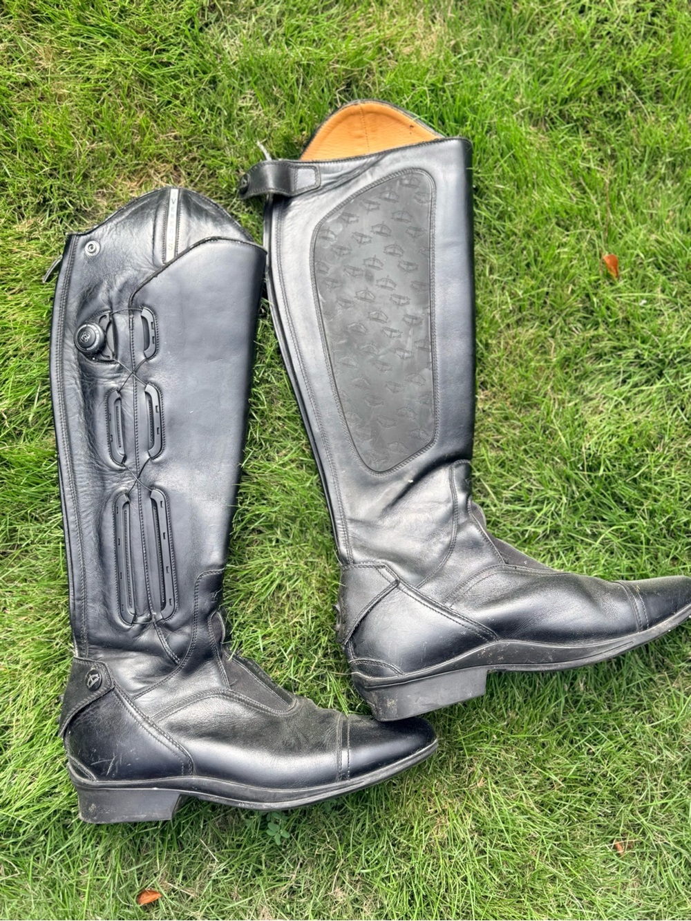 Black Leather Knee High Equestrian Riding Boots sz 41